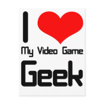 I love my video game geek postcard