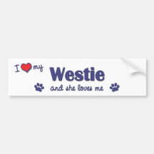 I Love My Westie (Female Dog) Bumper Stickers