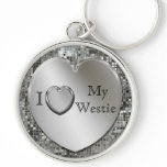 I Love My Westie Heart Keychain
