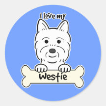 I Love My Westie Round Sticker