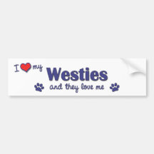 I Love My Westies (Multiple Dogs) Bumper Stickers