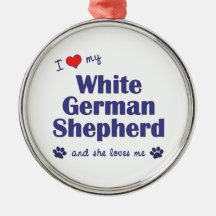 I Love My White German Shepherd (Female Dog) Christmas Ornament