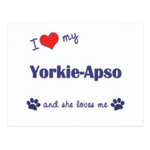 I Love My Yorkie-Apso (Female Dog) Postcards