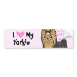 I Love My Yorkshire Terrier (long hair with bow) bumper stickers