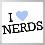 I love Nerds retor fun cute Blue heart posters posters