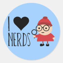 I Love Nerds Round Sticker