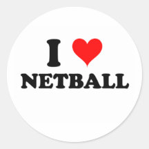 I Love Netball Round Stickers