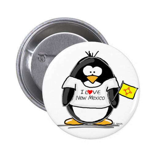 I Love New Mexico Penguin Button