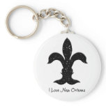 I love New Orleans Contemporary Fleur de lis (b) keychains