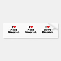 I LOVE NEWT GINGRICH BUMPER STICKERS