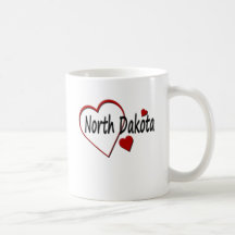 I Love North Dakota Hearts Mugs