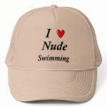 I Love Nude Swimming hats