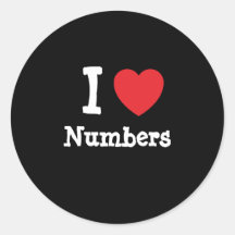 I love Numbers heart T-Shirt Stickers
