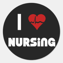 I Love Nursing Round Stickers