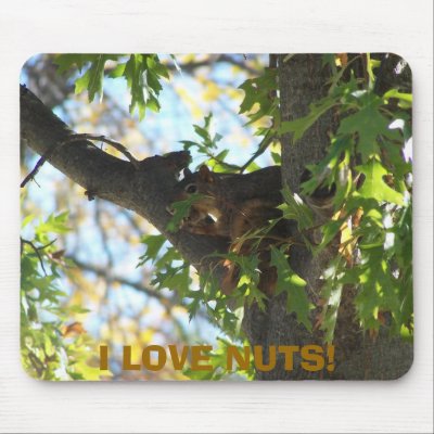 I LOVE NUTS!, Squirrel mousepad by SusanParsons
