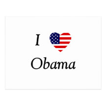 I Love Obama (flag heart) Postcard