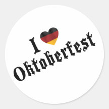 I Love Oktoberfest Round Stickers