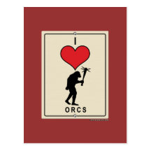 I Love Orcs Postcard