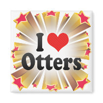 I Love Otters Fridge Magnet