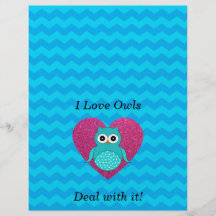 I love owls deal with it blue chevrons flyer
