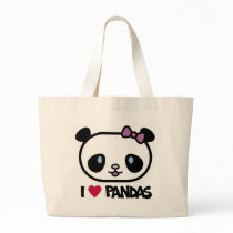 I Love Pandas Tote Bags