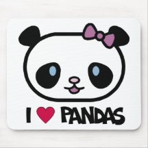 I Love Pandas Mouse Pads