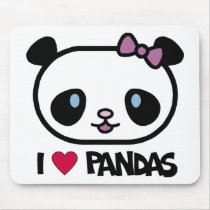I Love Pandas Mouse Pads
