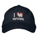 I Love Papillons Embroidered Hat (Dark) embroidered hats