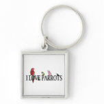 I Love Parrots keychains