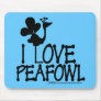 I Love Peafowl silhouette Mouse Pads