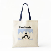 I Love Penguins Canvas Bag