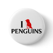 I Love Penguins Pinback Buttons
