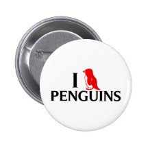 I Love Penguins Button