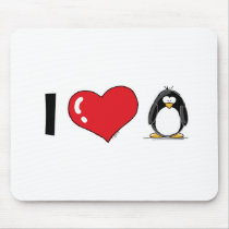 I Love Penguins Mouse Mat