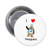 I Love Penguins Pins