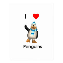 I Love Penguins Postcards