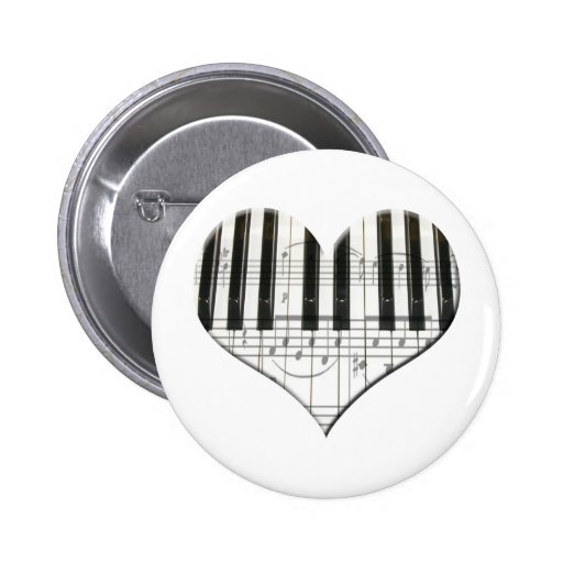 I Love Piano or Organ Music Heart Keyboard Pin