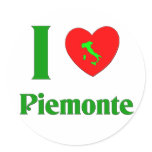 I Love Piemonte Italy Round Stickers