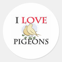 I Love Pigeons Round Stickers