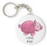 I Love Pigs Keychain