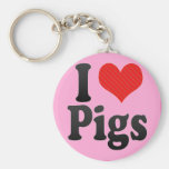 I Love Pigs Keychains