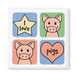I Love Pigs magnets