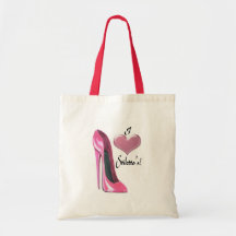 I love pink stiletto shoe and 3D heart Bag