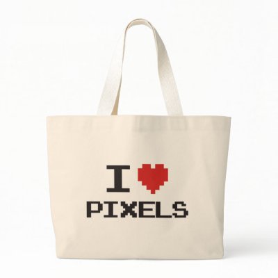 I love pixels pixelated heart retro 8bit gamer bag by strk3