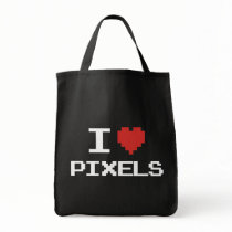 I love pixels pixelated heart retro 8bit gamer tote bag