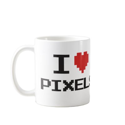 I love pixels pixelated heart retro 8bit gamer mugs by strk3