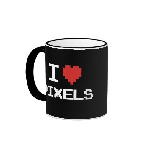 I love pixels pixelated heart retro 8bit gamer zazzle_mug