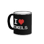 I love pixels pixelated heart retro 8bit gamer mugs