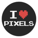 I love pixels pixelated heart retro 8bit gamer stickers