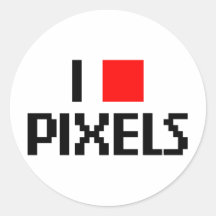 I Love Pixels Round Sticker